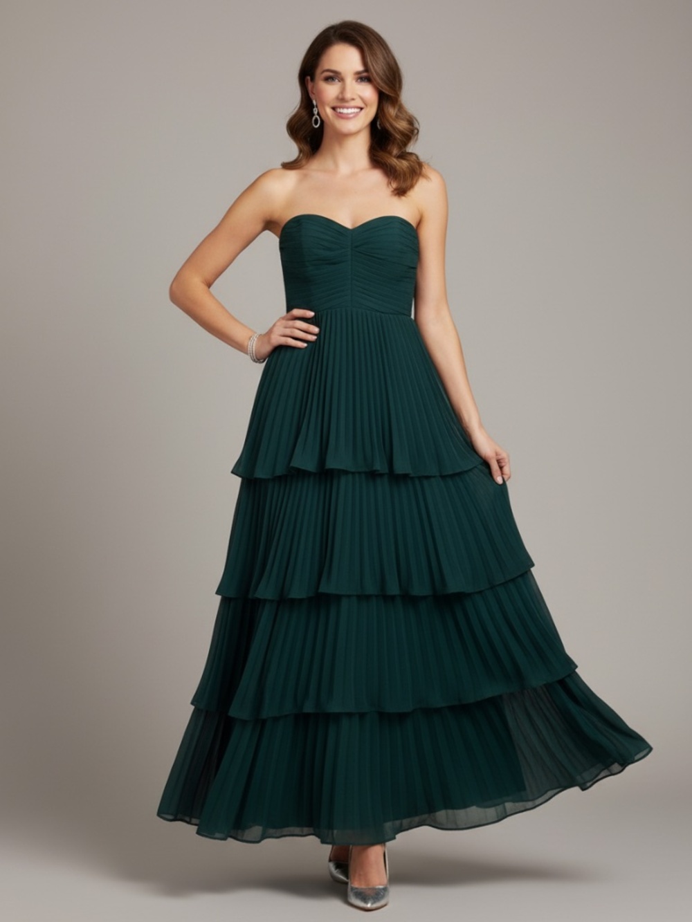 Lulus Forrest green strapless dress Med